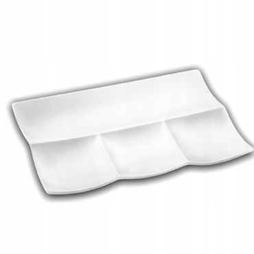 Wilmax Servierplatte 30 x 20 cm mit 4 Fächern aus Porzellan, Weiß WL-992598/A