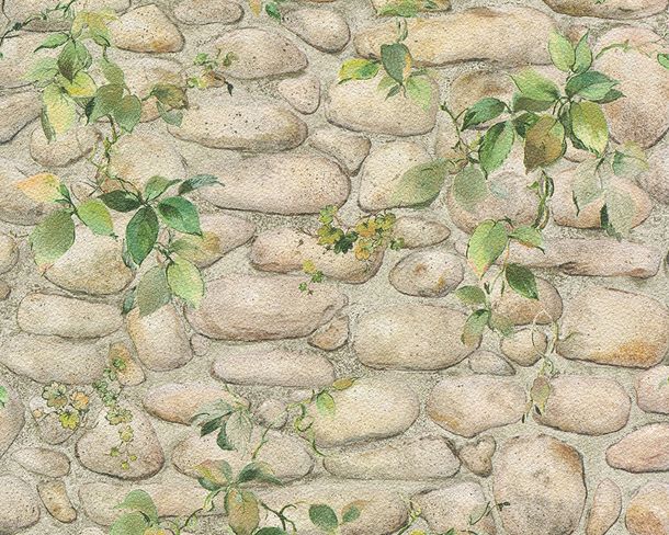 Wallpaper Pebble Stonewall Tendrils beige grey 8344-16