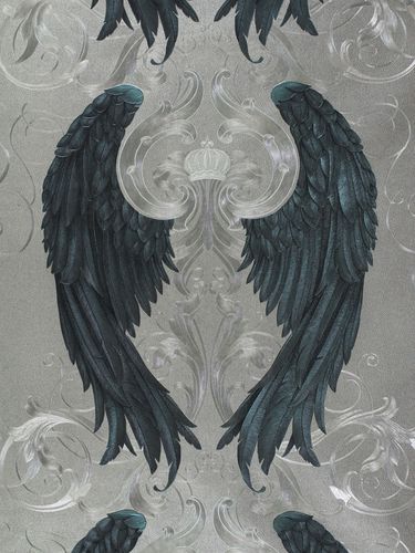 Harald Glööckler design wallpaper angel wings silver gloss 52579