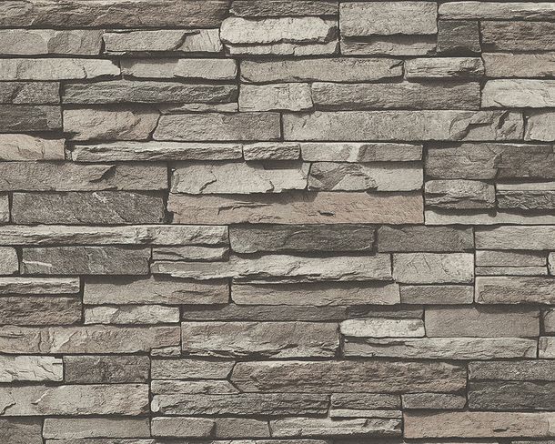 Non-woven Wallpaper slate stone design grey AS Creation 95833-1