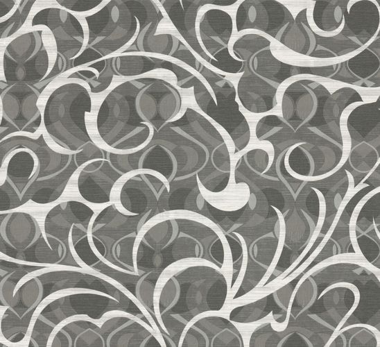 Wallpaper non-woven Graphic Silver Black Marburg 56025