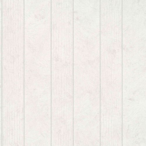 Non-woven wallpaper striped pearl white silver metallic 56847