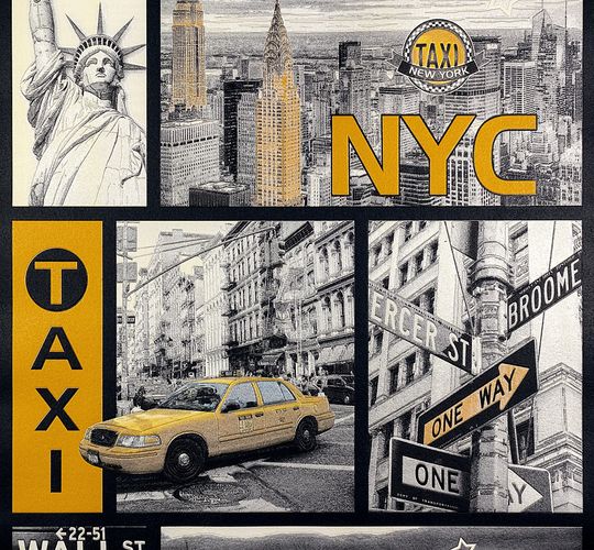 Kids Wallpaper New York Taxi grey yellow gloss 30045-1