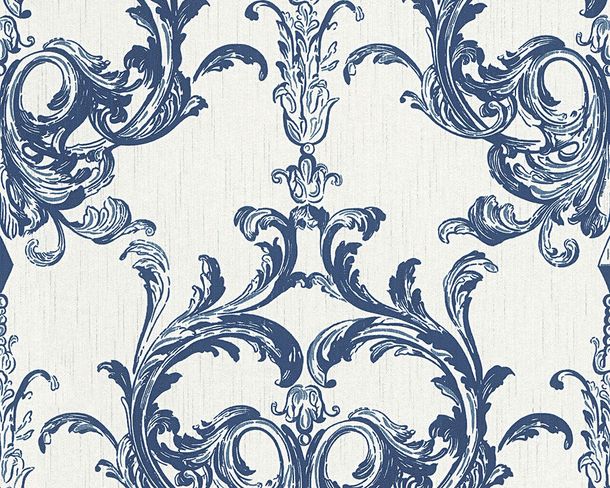 Wallpaper non-woven baroque white blue Architects Paper Tessuto 96196-4