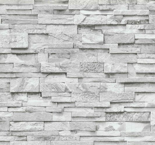 Wallpaper stone wall brick grey white PS 02363-30