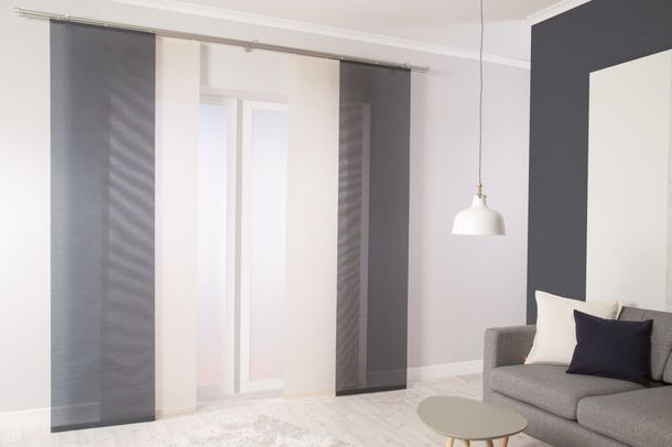 Panel curtain semi transparent purple blue plain 5802-79