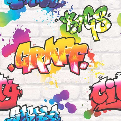 Teen's Wallpaper Graffiti Wall white Rasch 272901