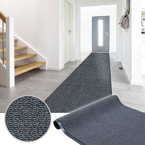 Door Entrance Barrier Runner Rug Grey Basic Clean 120cm