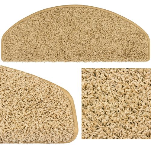 Set of 10-30 Shaggy Stair Tread Mats Glamour beige 28x65cm