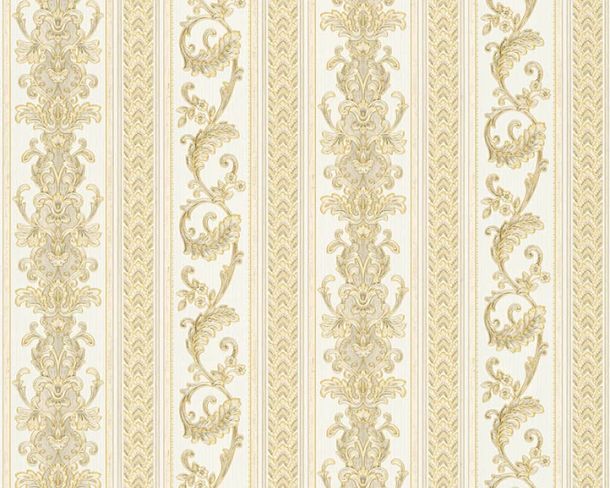 Wallpaper striped tendrils white gloss Hermitage 33547-3