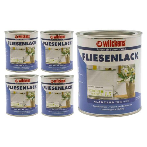5x 750 ml Fliesenlack Wilckens Set weiss 750ml Fliesen Lack