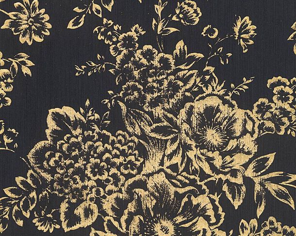 Article picture Wallpaper nature floral black gold Metallic Silk 30657-7