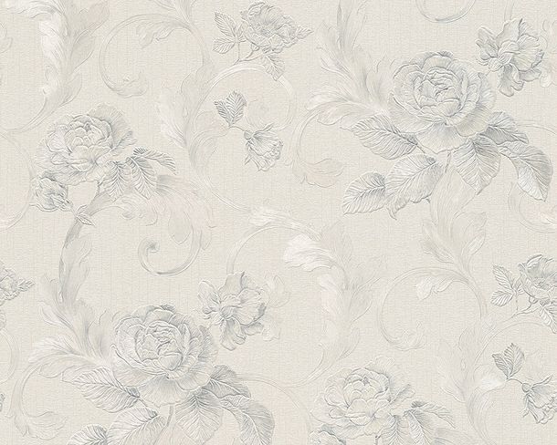 Article picture Wallpaper roses tendrils whitegrey Gloss Architects Paper 95983-4