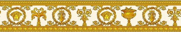 Tapetenbordüre Versace Home Lorbeer Medusa weiß gold 34305-2