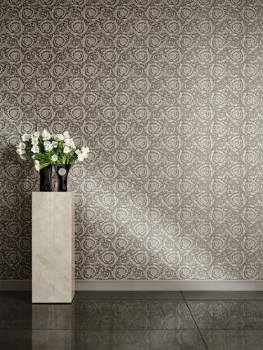 Product Wallpaper Versace Home flower grey silver grey Metallic 93583-6