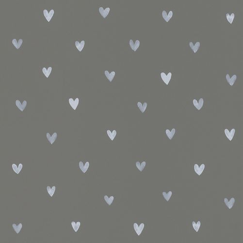 Wallpaper child Textil Girls Cute Hearts dark grey 128832