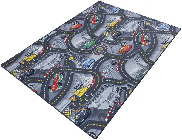 Kids Carpet Disney Cars Rug Streets Play in 3 Colors 3 Sizes grey skewed