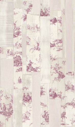 Tapete Vlies Toile de Jouy cremebeige pink Rasch Souvenir 516326