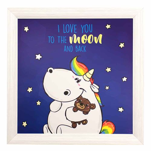 Chubby Unicorn Mural Stars Luminous Unicorn Picture 50x50cm