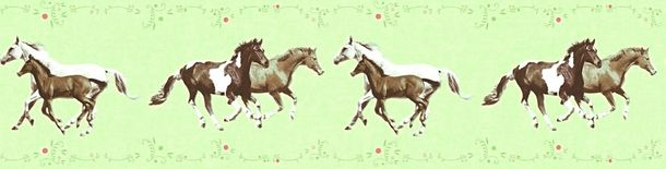 Wallpaper Border Kids horse pony green brown 35838-1