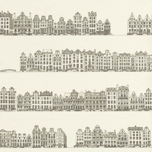 Wallpaper Row Houses white silver Metallic Rasch Textil 289540