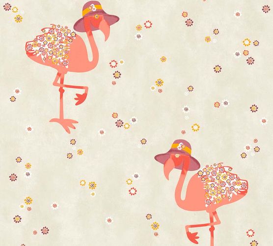 Artikelansicht Vlies Tapete Flamingo beige rosa weiß Cozz livingwalls 36291-2