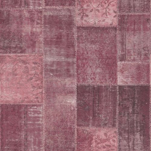 Artikelbild Tapete Vlies Flicken dunkelrot rosa Rasch Texti Boho Chic 148653