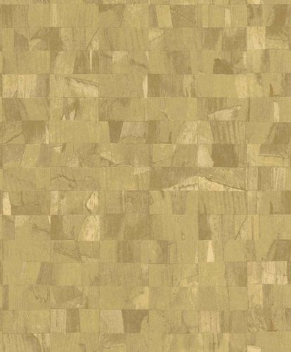 Artikelbild Tapete Vlies Stein gelb grün Metallic Rasch Textil Abaca 229355