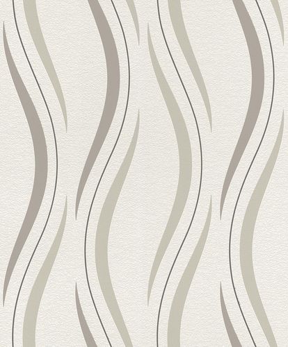 Article picture Non woven wallpaper wave white brown Rasch 476521