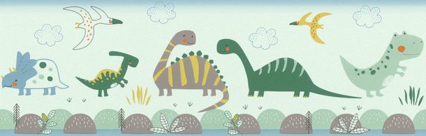 wallpaper border Rasch Bambino dinosaurs green 248852