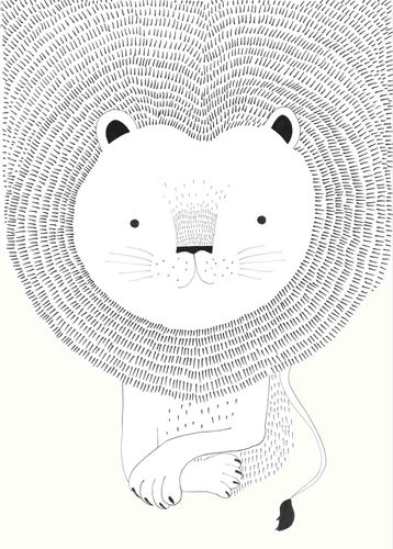 mural wallpaper Rasch Bambino lion black white 842227