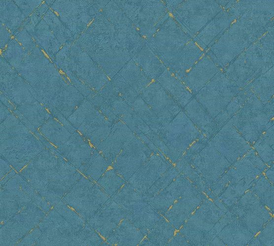 Non-Woven Wallpaper Diamond Abstract blue gold 36881-5