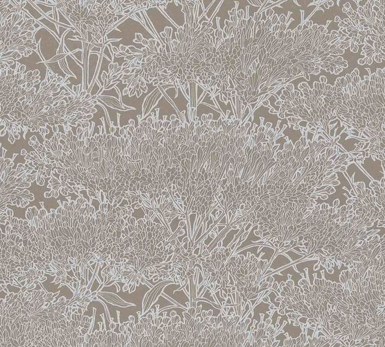 Non-Woven Wallpaper Floral Tree brown silver gloss 36972-1