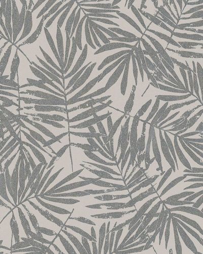 Wallpaper leaves cream-beige silver metallic 31318