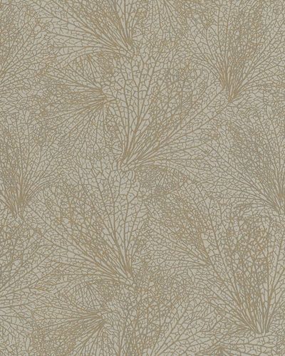 Wallpaper leaf pattern brown-grey gold metallic 31330