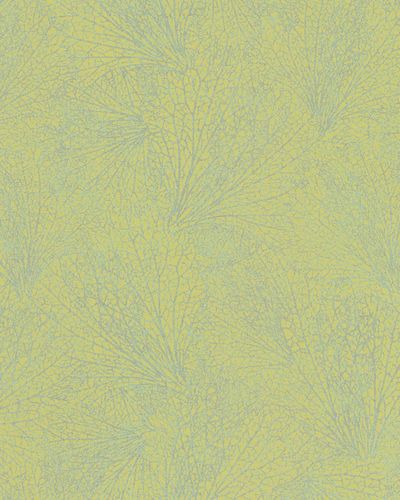 Wallpaper leaf pattern green-yellow silver metallic 31331