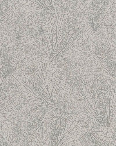 Wallpaper leaf pattern cream-beige silver metallic 31332