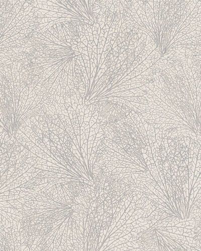 Wallpaper leaf pattern cream silver metallic 31334