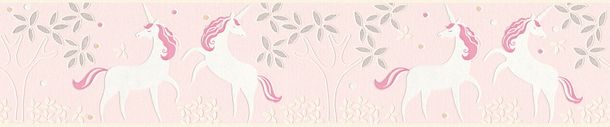 Kinderborte Einhorn Floral rosa weiß Glitzer 36990-3