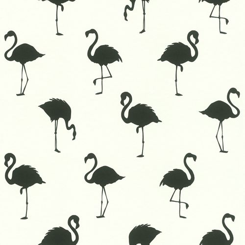 Non-Woven Wallpaper Flamingo Shadow white black 138993