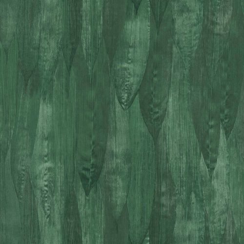 Non-Woven Wallpaper Reed Leaves Floral dark green 138988