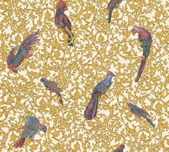 Wallpaper VERSACE Home Ornament Birds white Metallic