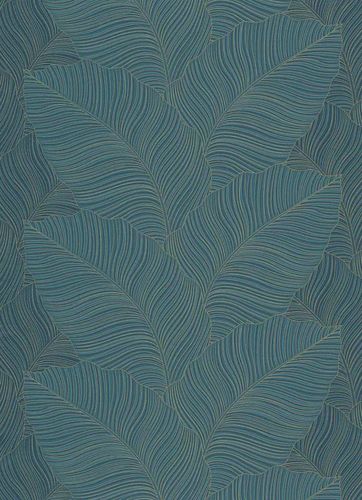 Non-Woven Wallpaper Leaves turquoise Metallic 10021-36