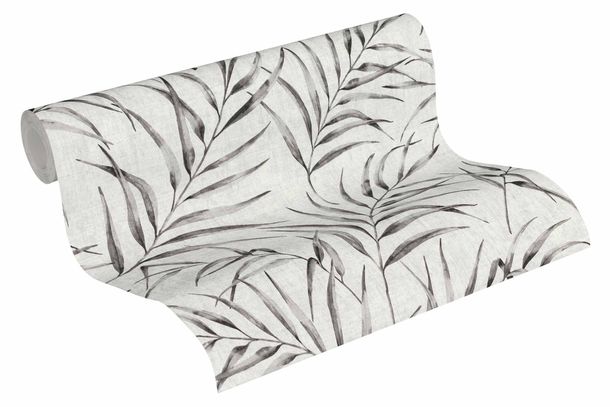 Wallpaper Non-Woven Fern Leaves grey anthracite 37335-2