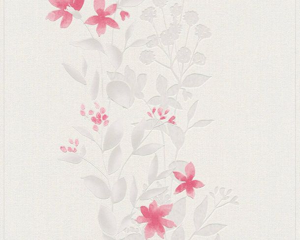 Artikelbild Tapete Vlies Blumen Ranken Floral hellgrau rot A.S. Creation Blooming 37266-4 | 372664