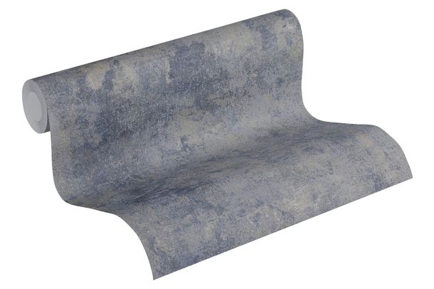 Rollenbild Vlies New Walls Einfarbig mit Struktur blaugrau silber Glanz 37425-5 | 374255 livingwalls