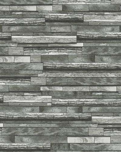 Non-woven wallpaper wooden wall dark gray white Marburg