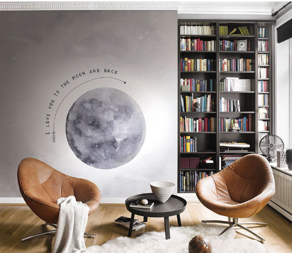 Wall Mural Rasch Kruth Design Moon Scripture Gray 100914