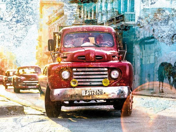 Wall mural rapid Daniel Geier Auto Cuba red blue 101041