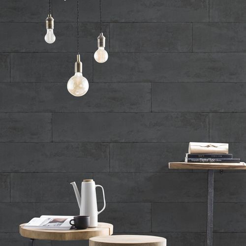 non-woven wallpaper Brick Lane Rasch stone optics black 426038